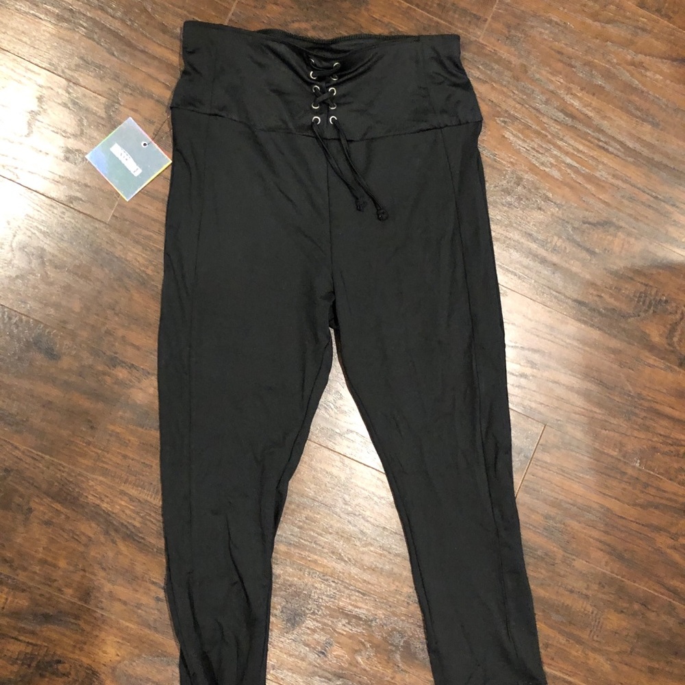 Missguided black lace up leggings